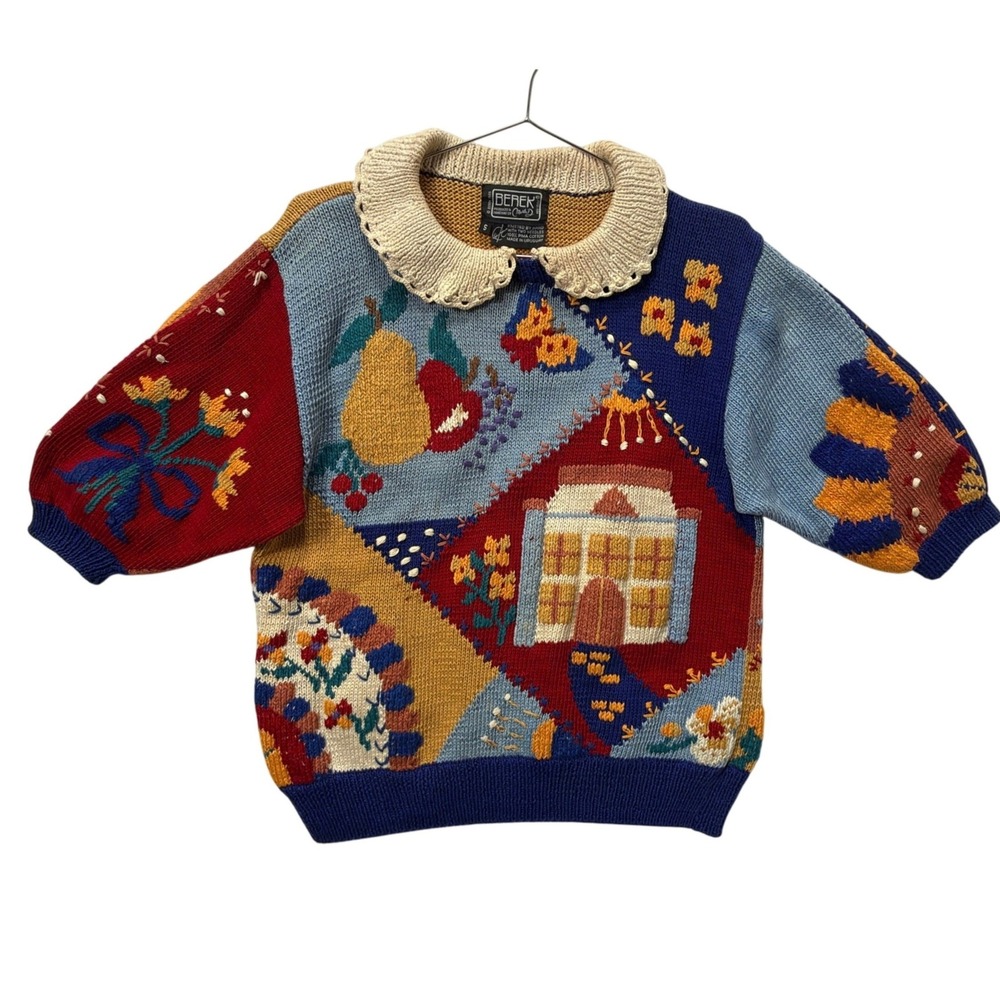 Berek Patchwork Sweater Womens S Multicolor Vintage 1989 Grannycore Cottagecore